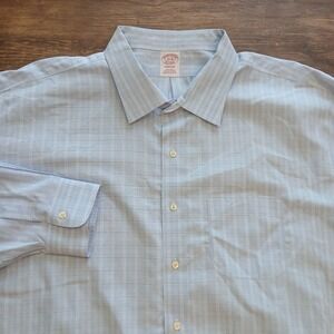 Brooks Brothers Shirt Mend 20-36 Blue Plaid Check Madison Non Iron Button Causal